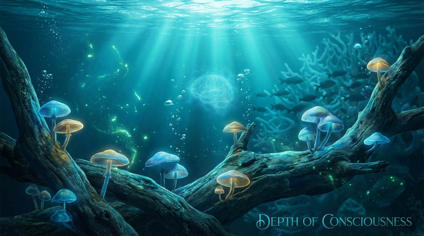 Bioluminescent mushrooms representing Nevada's progressive mindset