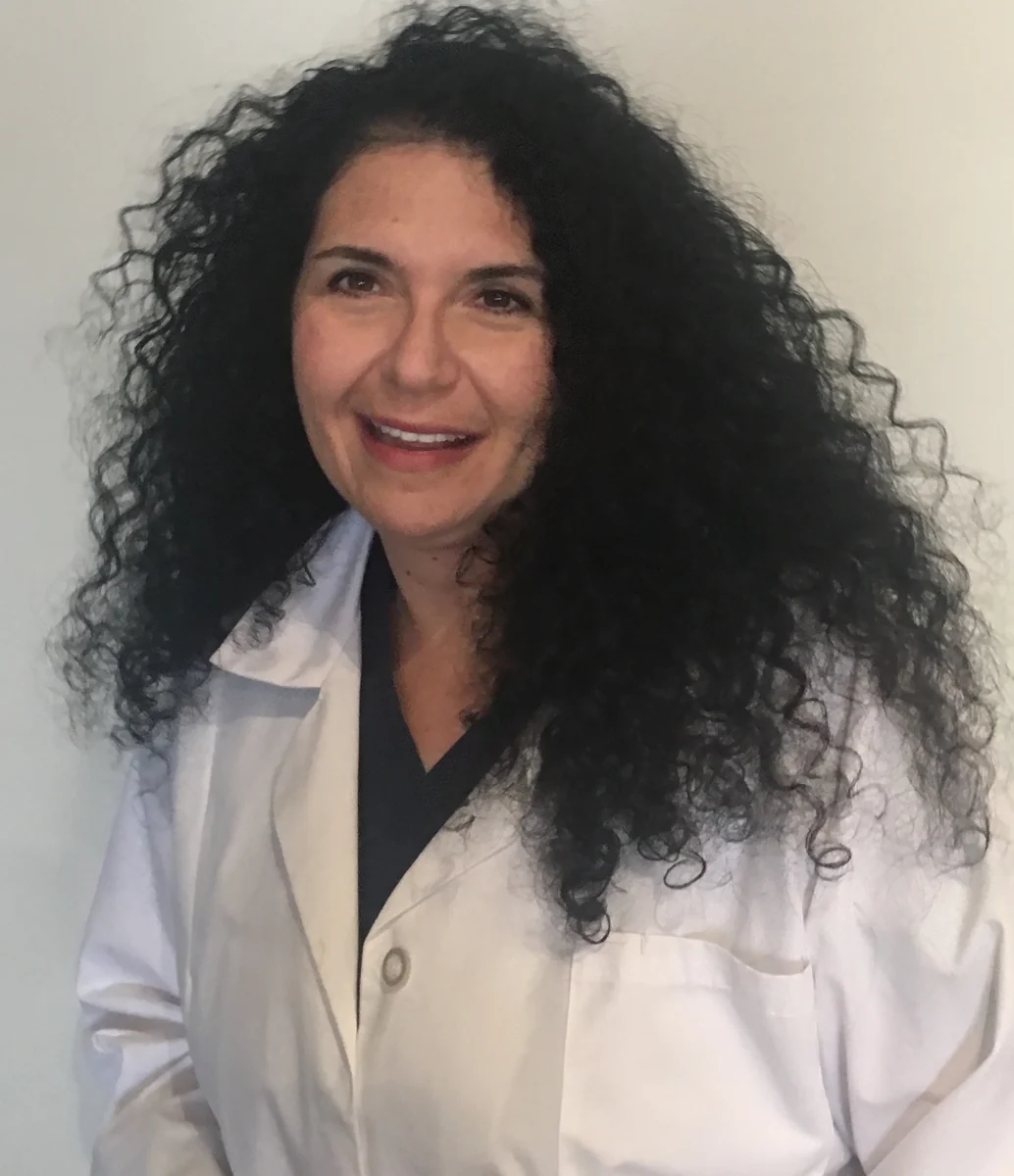 Dr. Sue Sisley in lab coat