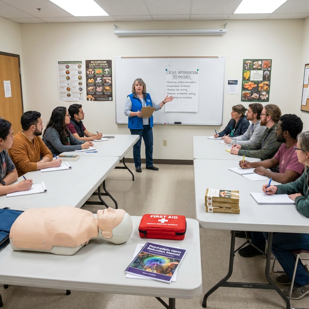 Psychedelic first-aid training room for harm-reduction education