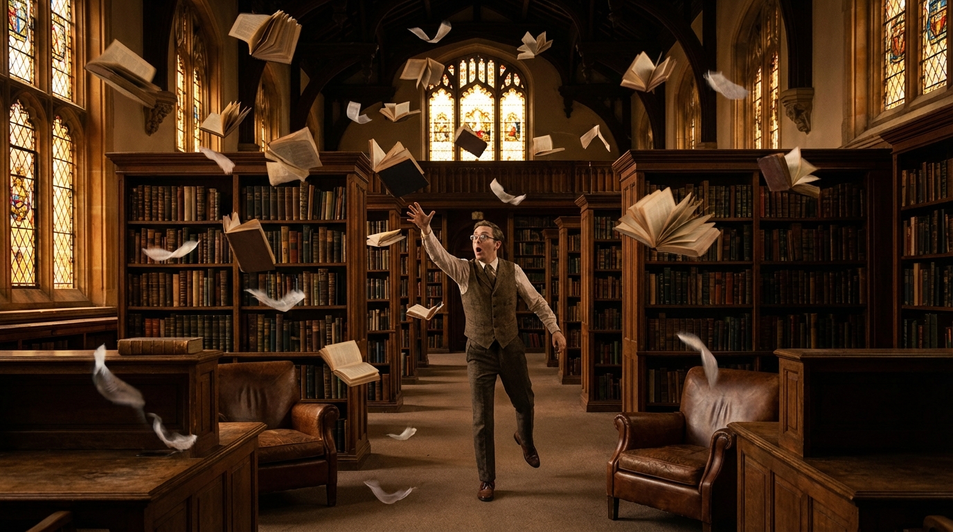 Library and history visual for mushroom culture coverage