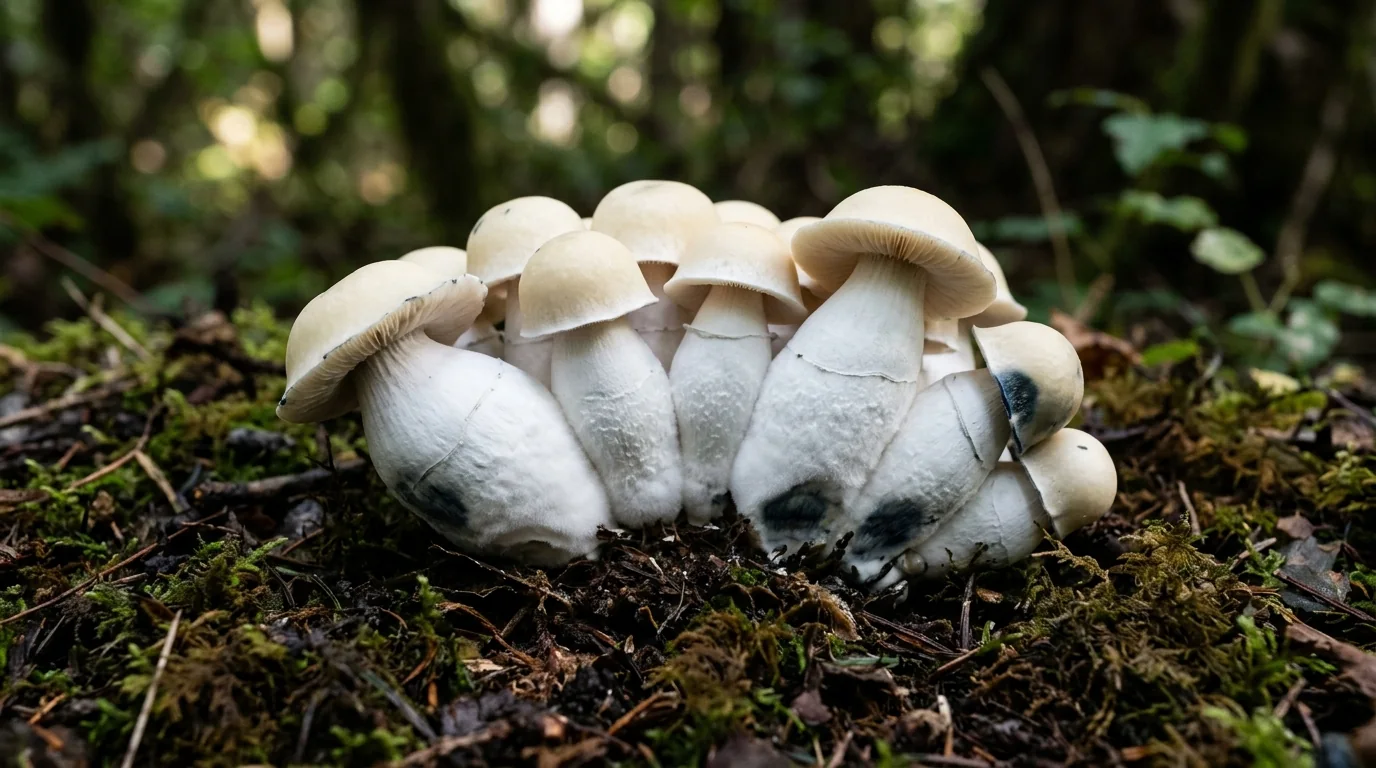 Fresh Albino Penis Envy (APE) mushrooms photographed for the LearnShrooms strain library
