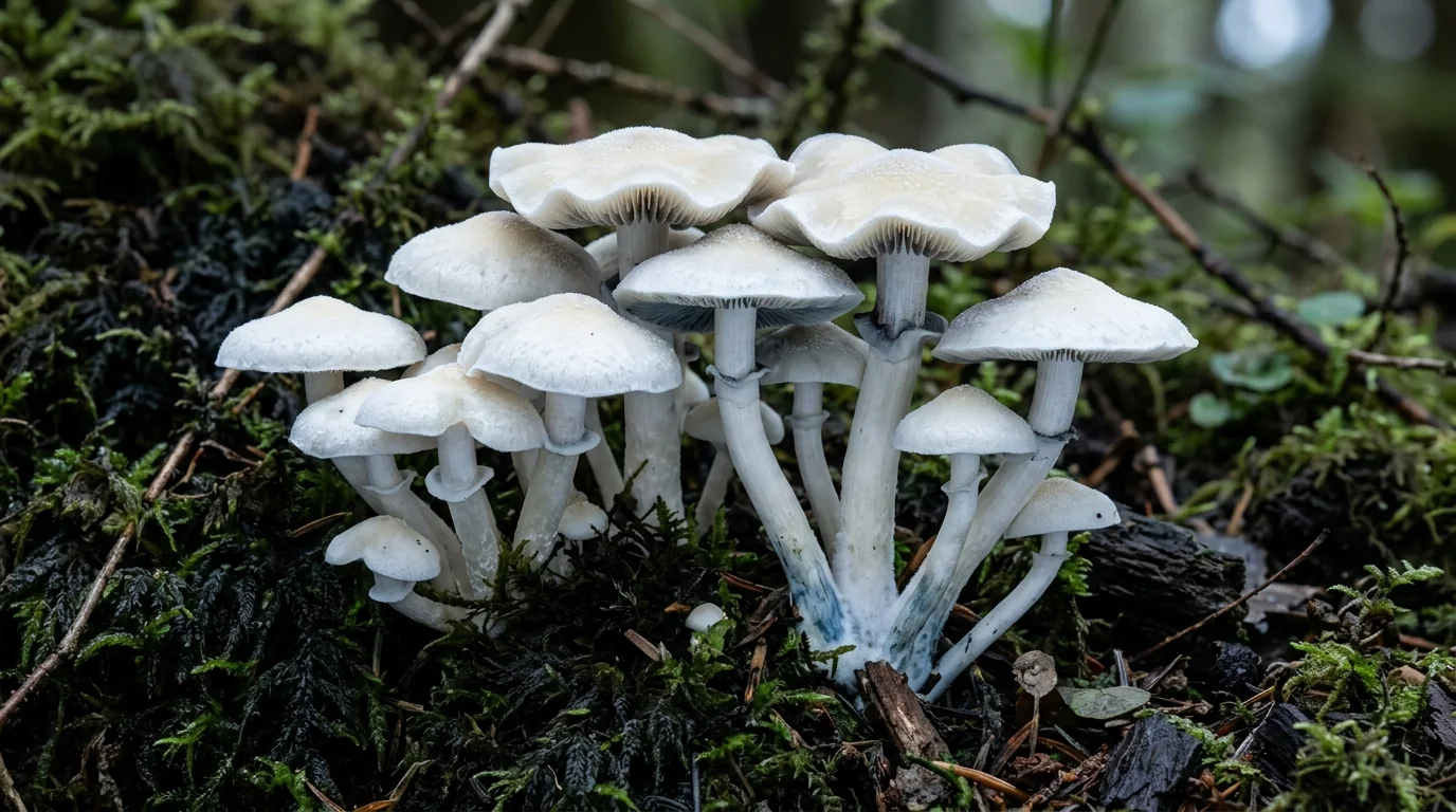 Fresh Jack Frost mushrooms photographed for the LearnShrooms strain library