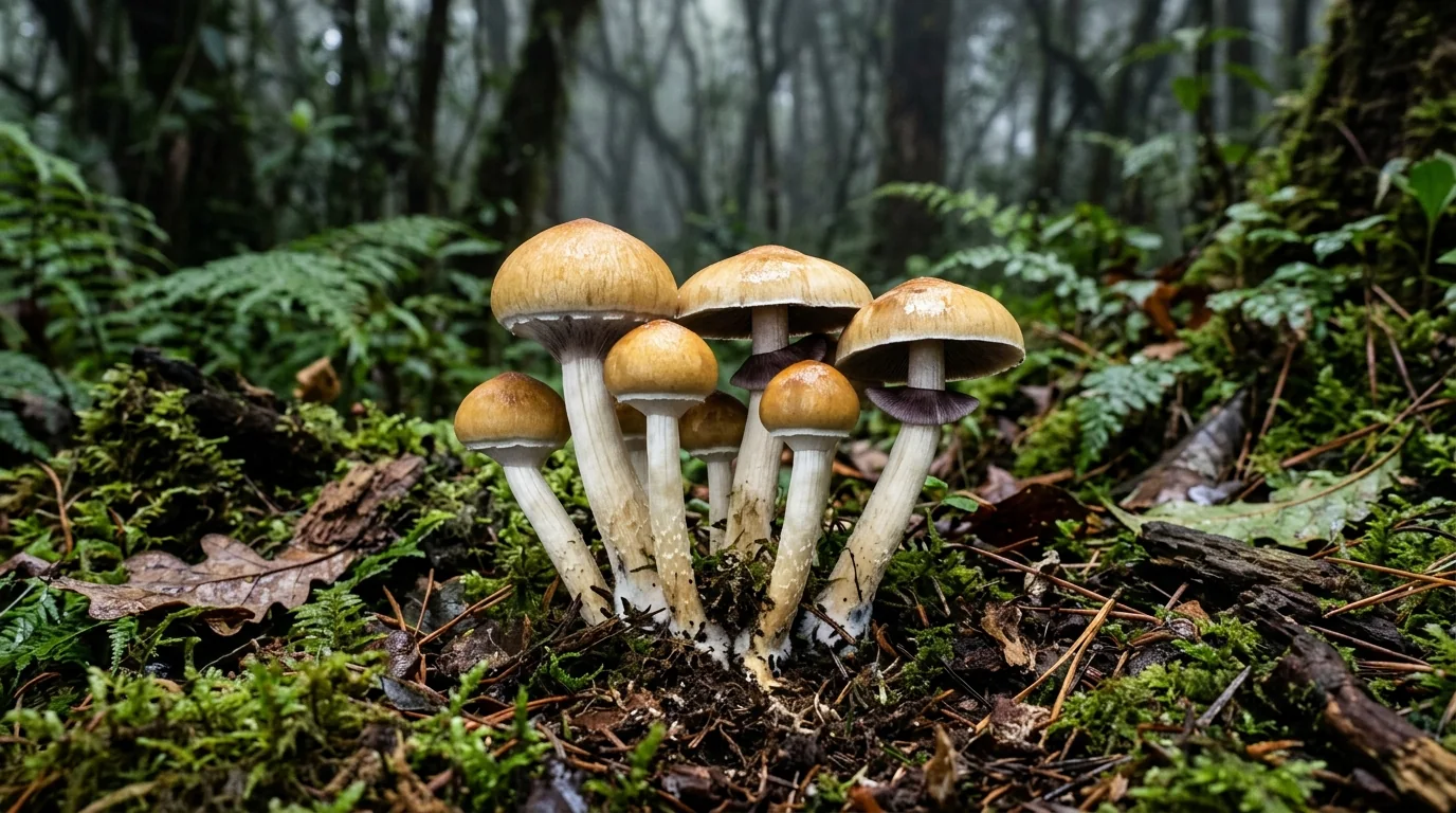 Fresh Huautla mushrooms photographed for the LearnShrooms strain library