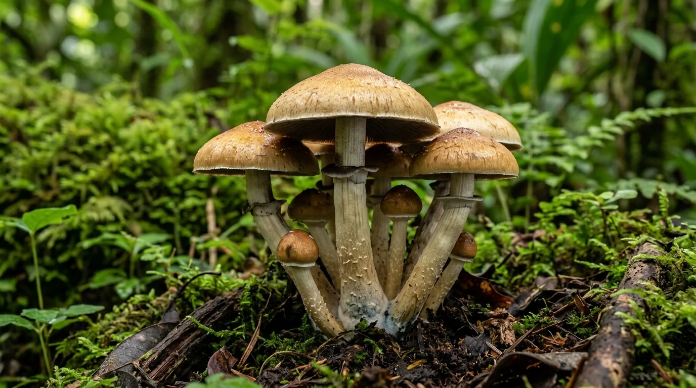 Fresh PESA (Pacific Exotic Spore Association) mushrooms photographed for the LearnShrooms strain library