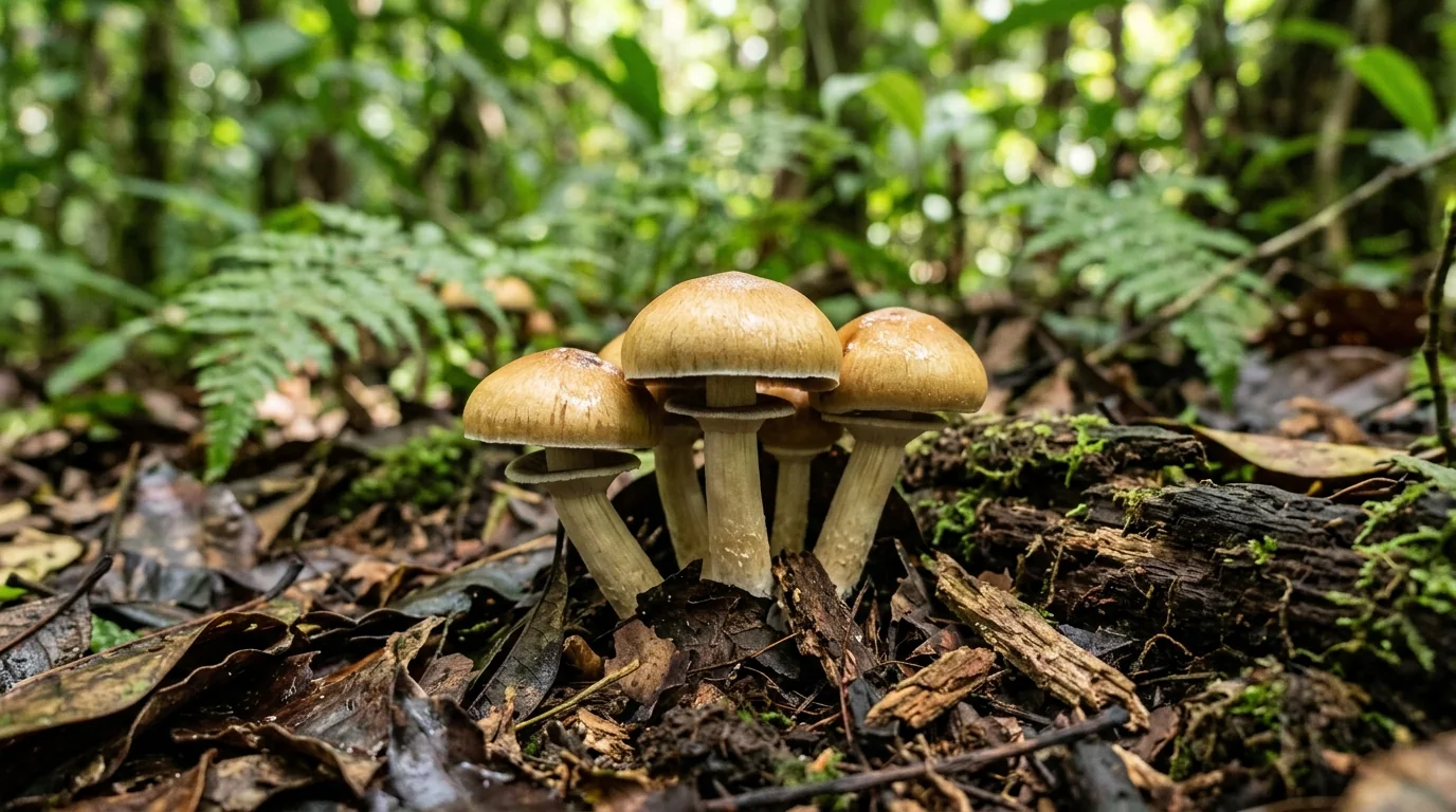 Fresh Koh Samui mushrooms photographed for the LearnShrooms strain library