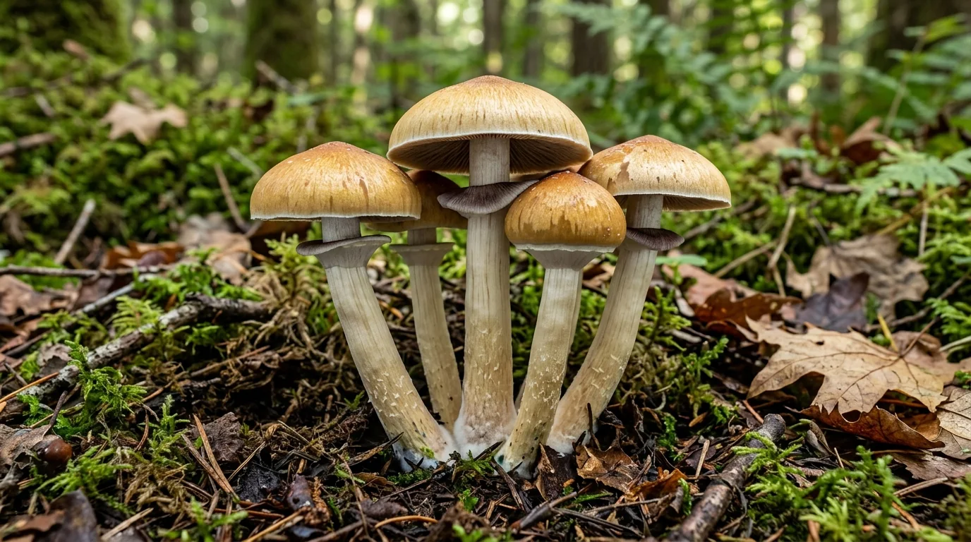 Fresh Alcabenzi mushrooms photographed for the LearnShrooms strain library