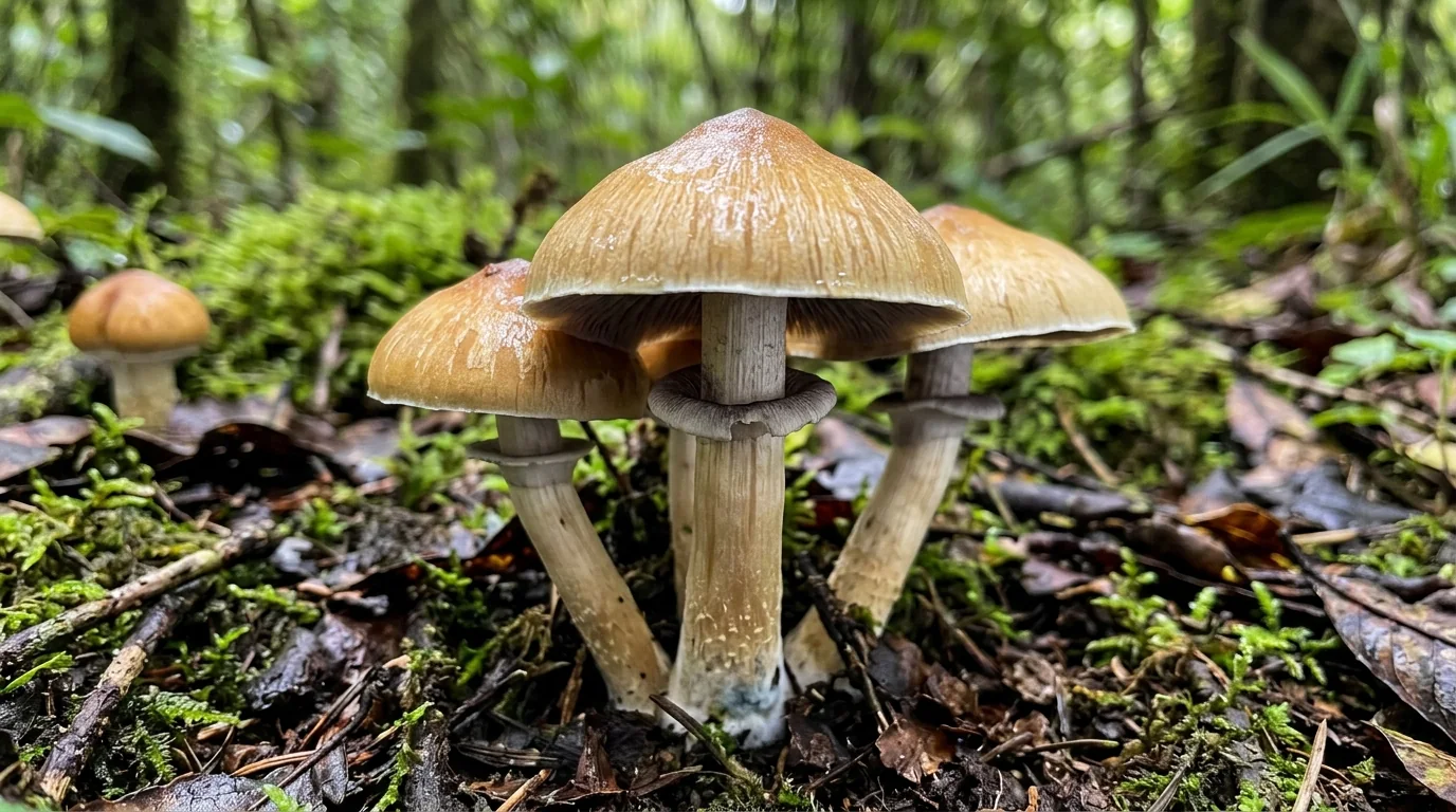 Fresh Burma mushrooms photographed for the LearnShrooms strain library