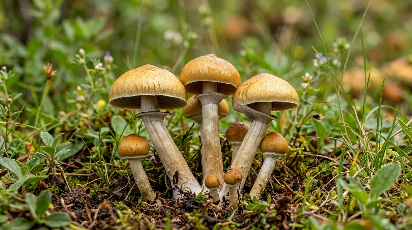 Fresh Mexican Dutch King mushrooms photographed for the LearnShrooms strain library