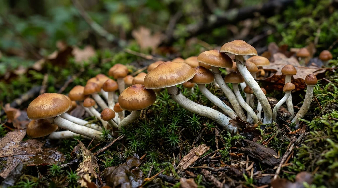 Fresh Creeper mushrooms photographed for the LearnShrooms strain library