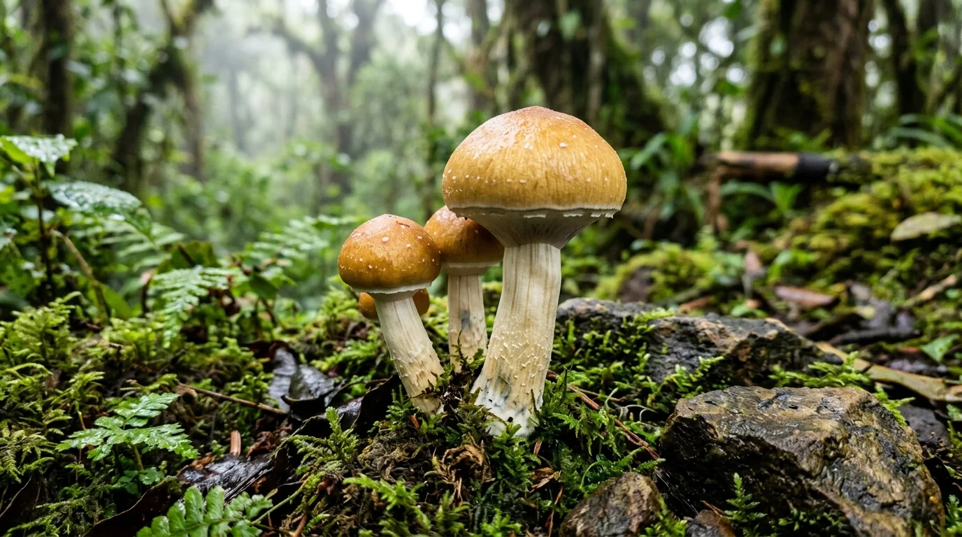 Fresh South American Highland mushrooms photographed for the LearnShrooms strain library